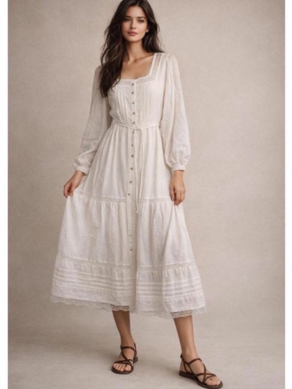 Caroline Constas White Lace Embroidery Maxi Dress Size XS Extra Small